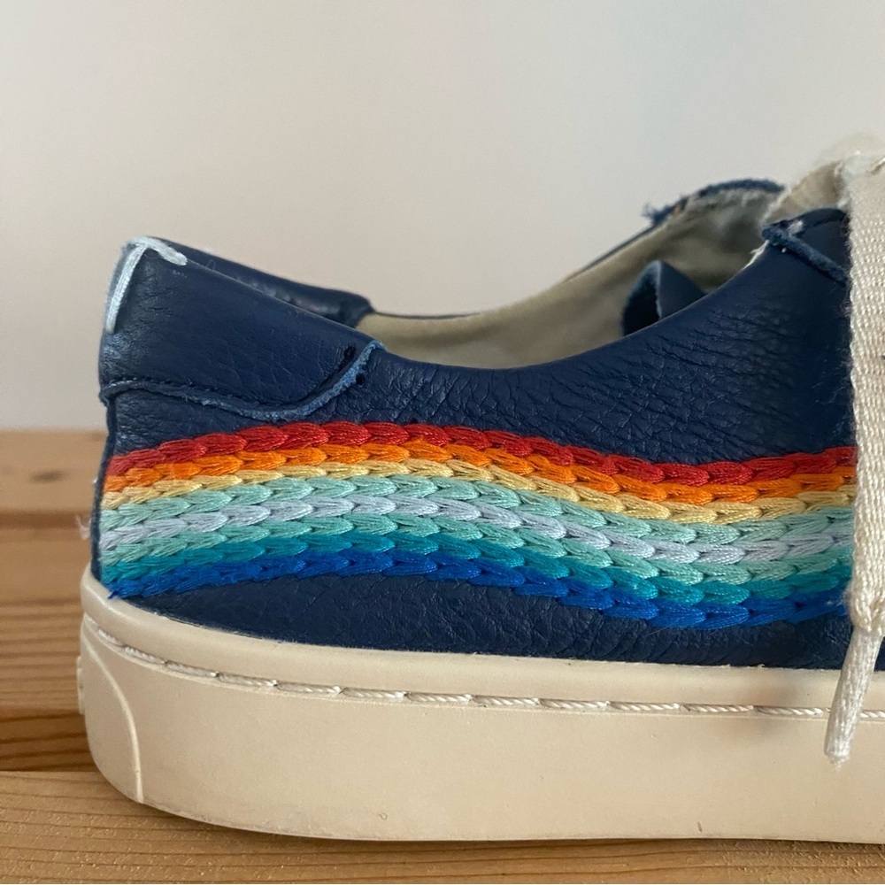 Soludos Blue Rainbow Wave Chill Out Embroidered Leather Sneaker 6.5 - Picture 12 of 15